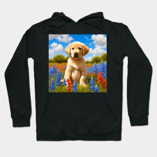 Labrador Retriever Puppy in Texas Wildflower Field Hoodie